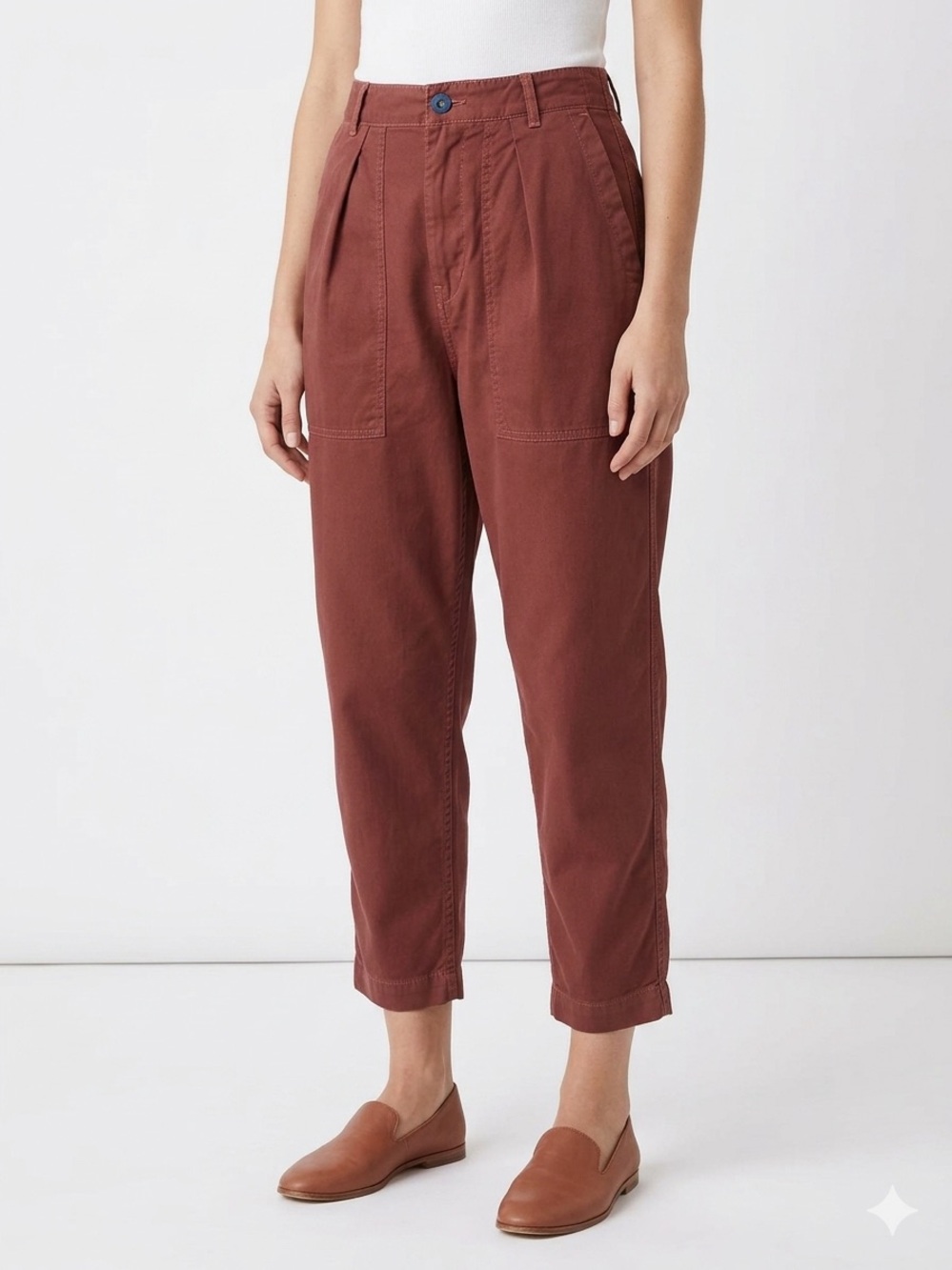 SUNDRY Military Pocket Pant Sunset Brick Red Tapered Chino 31 Utility Chic